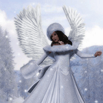 99px.ru аватар Девушка - ангел стоит на фоне деревьев и падающего снега