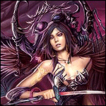 99px.ru аватар Девушка - воин с крыльями и слезами на щеках, держит в руках меч