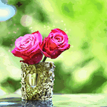 99px.ru аватар Две розовые розы стоят в чашке, на которой выгравировано сердце