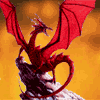 99px.ru аватар Красный дракон на скале на фоне пламени