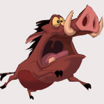 Аватар Пумба / Pumbaa в полете на белом фоне, из мультфильма Король Лев / The Lion King