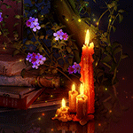 99px.ru аватар Четыре свечи мерцают в ночи на фоне стопки книг и фиолетовых цветов петунии
