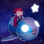 99px.ru аватар Девочка летит на самолете в ночном небе, рядом сверкает звезда