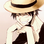 99px.ru аватар Monkey D. Luffy / Монки Д. Луффи из аниме One Piece / Ван Пис, в шляпе, положив подбородок на руки улыбается