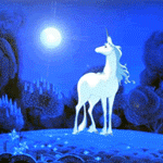 99px.ru аватар Девушка превращается в единорога под полной луной, кадр из аниме The last unicorn / Последний единорог