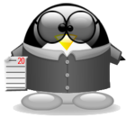 99px.ru аватар Пингвин Tux / Такс в очках и с листком бумаги в руках, официальный логотип и талисман Linux / Линукс
