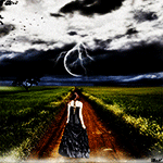 99px.ru аватар Девушка идет по дороге, в небе сверкают молнии