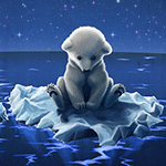 99px.ru аватар Белый медвежонок сидит на льдине на фоне звездного неба