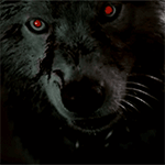 99px.ru аватар Черный волк, с красными глазами, рычит на черном фоне