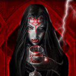 99px.ru аватар Вампирша, с бокалом наполненным кровью, на фоне сверкающих молний