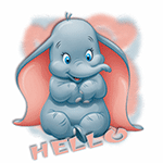 99px.ru аватар Слоник Dumbo / Дамбо сидит на белом фоне (Hello / Привет)