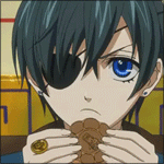Аватар Граф Сиэль Фантомхайв / Ciel Phantomhive из аниме Kuro Shitsuji / Dark Butler / Темный Дворецкий ест печенье