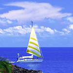 99px.ru аватар Маленькая прогулочная яхта плывет по морю на фоне облачного неба