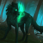 99px.ru аватар Волк - призрак, посреди мрачного леса, художник kalambo