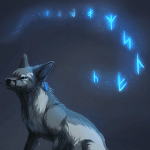 Аватар Волк, на фоне которого светятся рунические символы, художник Hioshiru