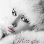 99px.ru аватар Девушка в меховой шапке под падающим снегом (Miss you / Скучаю по тебе)