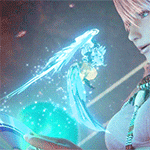 99px.ru аватар Oerba Dia Vanille / Оэрба Диа Ваниль из игры Final Fantasy / Последняя фантазия восторженно смотрит на фею, летающую напротив ее лица в неоновом мерцании