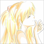 Аватар Нарисованная Аска Лэнгли / Asuka Langley из аниме Евангелион / Evangelion мило улыбается, приложив большой палец к губам
