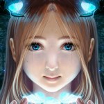 99px.ru аватар Девушка со светящимся голубым цветком в руках и голубыми бабочками рядом