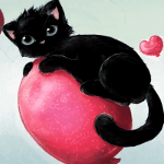 99px.ru аватар Черная кошка сидит на розовом воздушном шаре
