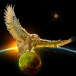99px.ru аватар Сова с расправленными крыльями сидит на планете