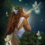 99px.ru аватар Девушка и вокруг бабочки с фонариками, работа PaintedOnMySoul