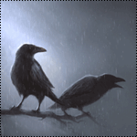 99px.ru аватар Два ворона сидят на ветке дерева под дождем, сверкает молния
