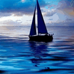 Аватар Парусная лодка покачивается на волнах в море, на фоне облачного неба