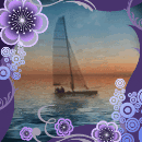 99px.ru аватар Лодка под прозрачным парусом на фоне заката в окружении сиреневых крутящихся цветов