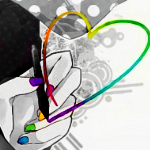 99px.ru аватар Рука с разноцветными ногтями рисует маркером радужное сердечко