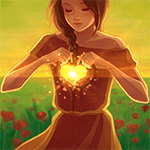 99px.ru аватар В груди девушки, стоящей посреди поля из красных тюльпанов, пустота в виде сердца, в котором виднеется солнце, автор DestinyBlue