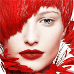 99px.ru аватар Девушка с красными волосами и красными губами подмигивает