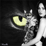 Аватар Девушка с кошкой на руках стоит на фоне глаза