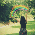 99px.ru аватар Девушка с нарисованной радугой в руках на поляне