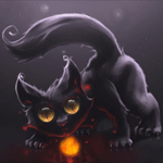 99px.ru аватар Черный котенок смотрит на огненный шар