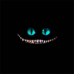 99px.ru аватар Голубые глаза и рот Чеширского кота на черном фоне