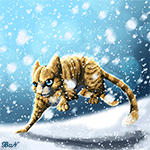 99px.ru аватар Полосатая кошка бежит по снегу, художник Llassie