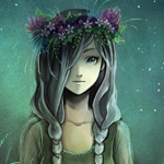 99px.ru аватар Девушка с цветочным венком на голове на фоне ночного неба, художница Radittz