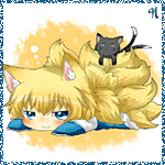 99px.ru аватар Ran Yakumo / Ран Якумо из серии игр Проект Восток / Touhou Project с черным котенком