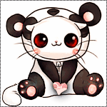 99px.ru аватар Нарисованный котенок в костюме панды держит в руках розовое сердцечко