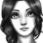 99px.ru аватар Черно-белый портрет девушки с развевающимися волосами