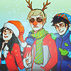 Аватар John Egbert / Джон Эгберт, Dave Strider / Дэйв Страйдер и Джейд Харли / Jade Harley из веб-комикса Хоумстак в новогодних костюмах / Homestuck Christmas