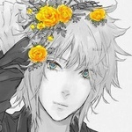 99px.ru аватар Парень с голубыми глазами придерживает желтые цветы на голове