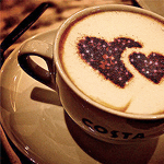 99px.ru аватар Чашка кофе на блюдце, на пенке нарисованы два сердечка