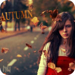 Аватар Девушка на фоне дороги среди падающих желтых листьев. (Autumn / Осень)