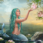 99px.ru аватар Русалка, сидящая в воде, протянул руку к цветку на ветке