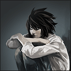 Аватар L Lawliet / Эль Лоулайт из аниме Тетрадь Смерти / Death Note сидит, сложив руки на коленях