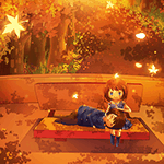 99px.ru аватар На скамейке сидит девушка, на которую прилег парень, вокруг осенние деревья и опадающие листья, автор исходника Raayzel