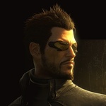Аватар Adam Jensen / Адам Дженсен из игры Deus Ex: Human Revolution в очках смотрит в сторону