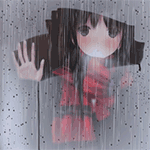 Аватар Девушка в бордовым шарфе протирает рукой запотевшее окно, за которым идет дождь